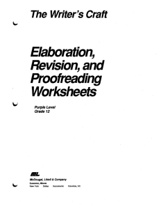 1: Elaboration, Revision , and Proofreading Worksheets