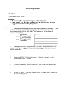 Informative Paper Peer Editing Checklist