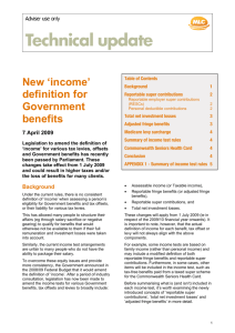 New 'income' definition for Government benefits