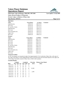 Yukon Placer Database Operations Report
