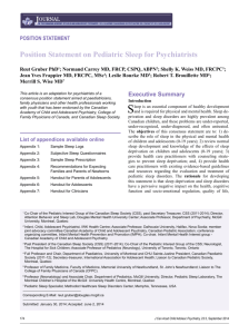 Position Statement on Pediatric Sleep for Psychiatrists