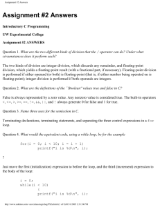 Assignment #2 Answers