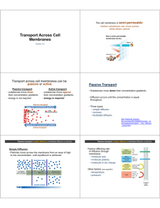Transport Across Cell Membranes