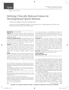 Defining Clinically Relevant Values for Developmental Spinal Stenosis