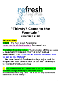 Jer 2.13 REFRESH . . . Thirsty? Come to the Fountain