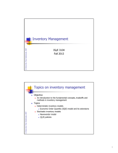 Inventory Management Topics on inventory management