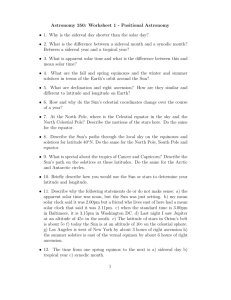 Astronomy 350: Worksheet 1 - Positional Astronomy • 1. Why is the