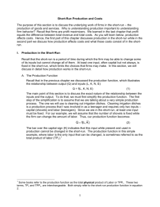 Short-Run Production and Costs