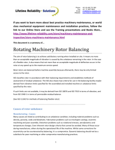 Rotating Machinery Rotor Balancing - Lifetime