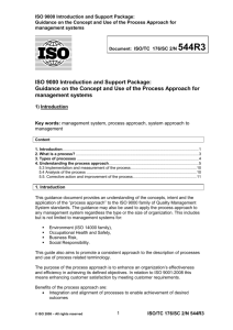 Guidance on the Concept and Use of the Process Approach