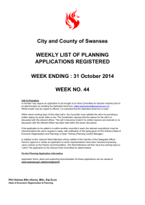 City and County of Swansea WEEKLY LIST OF