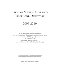 Brigham Young University Telephone Directory 2009-2010