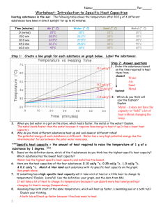 Worksheet- Introduction to Specific Heat Capacities