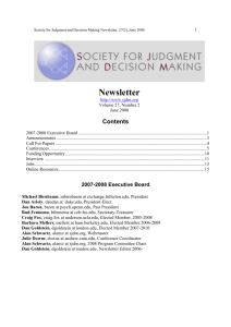 Newsletter - Society for Judgment and Decision Making