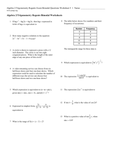 Algebra 2/Trigonometry Regents Bimodal Worksheets