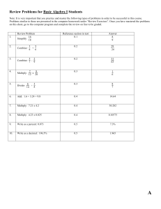 Review Problems for Basic Algebra I Students