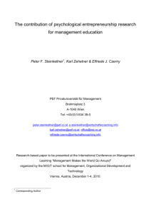 The contribution of psychological entrepreneurship research for