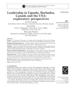 Leadership in Uganda, Barbados, Canada and the USA