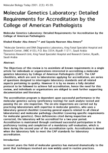 Molecular Genetics Laboratory: Detailed Requirements for