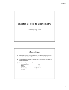 Chapter 1: Intro to Biochemistry Questions
