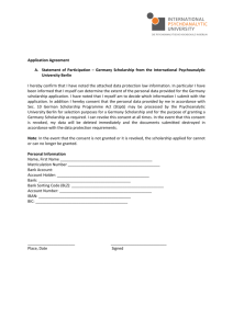 Application Agreement A. Statement of Participation – Germany