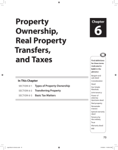 Property Ownership, real Property Transfers, and
