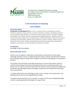 IT 103: Introduction to Computing Course Syllabus