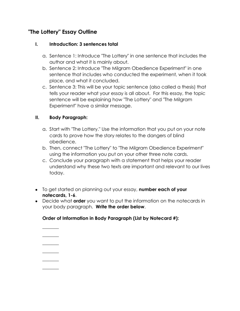 the lottery essay prompt pdf