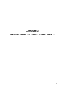 Accounting Creditors' Reconciliations Statement