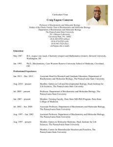 CV for Dr. Craig Cameron - Department of Biochemistry and