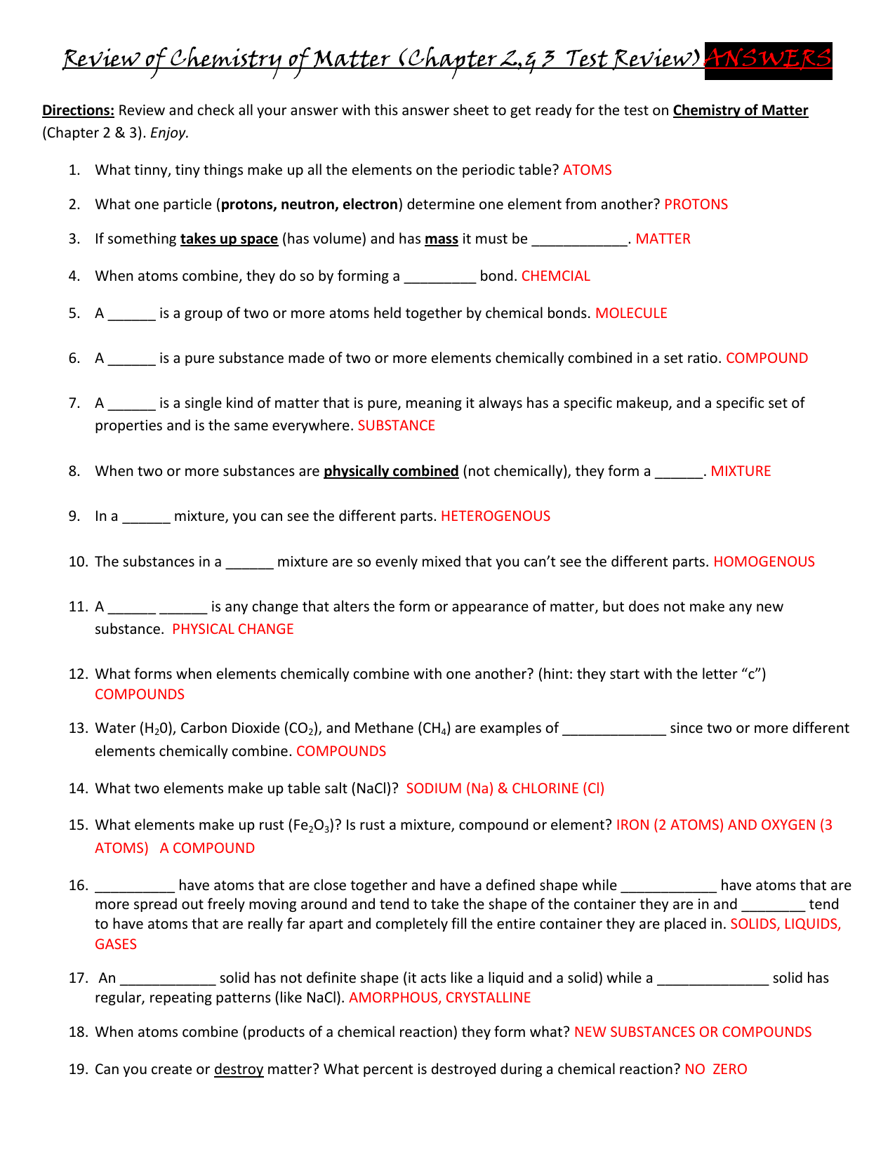  Changes And Matter Worksheet Answers Free Download Qstion co