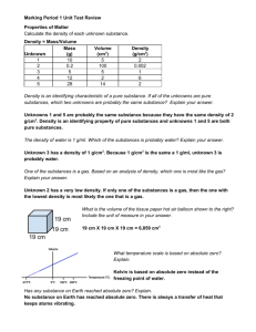 Marking Period 1 Unit Test Review Properties of Matter Calculate