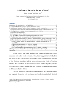 A Defence of Duress in the Law of Torts