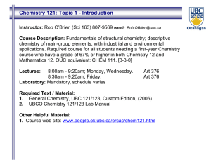 Chemistry 121: Topic 1