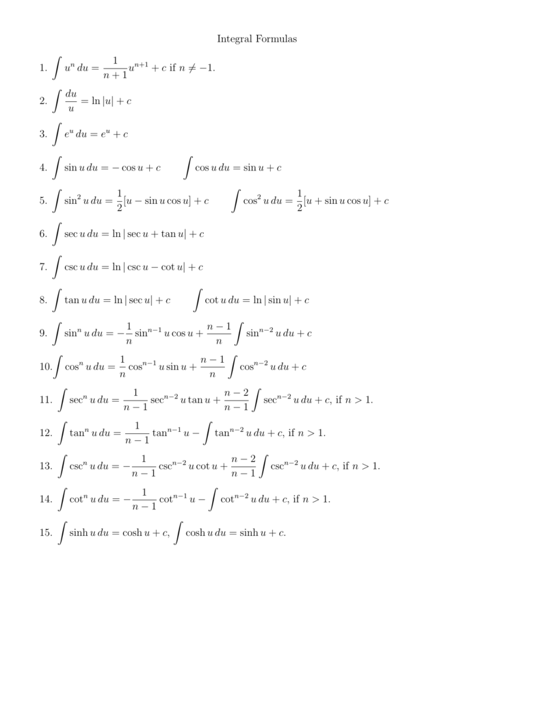 Integral Formulas