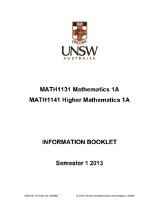 (Higher Mathematics 1A), MATH1131