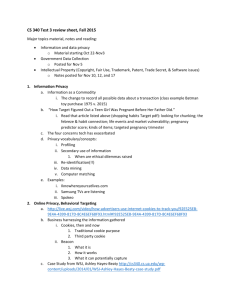 CS 340 Test 3 review sheet, Fall 2015