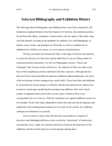 Selected Bibliography and Exhibition History