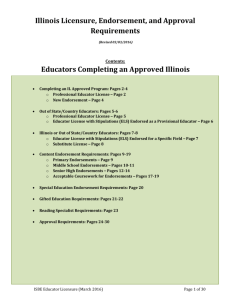 Illinois Licensure Requirements and Content Endorsement