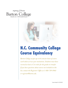 NC Community College Course Equivalency