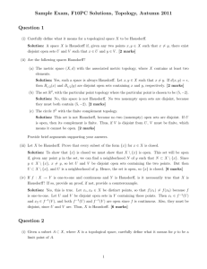 Sample Exam, F10PC Solutions, Topology, Autumn 2011 Question