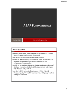 ABAP Fundamentals - East Tennessee State University