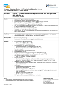 Course: BASIS – SAP NetWeaver AS Implementation and DB