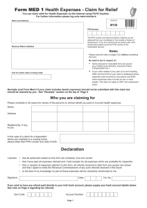 Form Med 1 Health Expenses - Claim for Relief