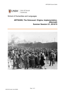 ARTS2285 - The Holocaust: Origins, Implementation, Aftermath