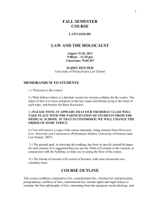 fall semester course law and the holocaust course outline