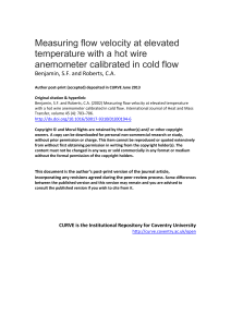 Measuring flow velocity at elevated temperature with a hot