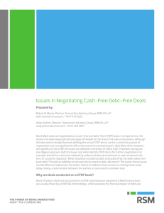 Issues in Negotiating Cash-Free Debt-Free Deals