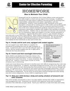 Increasing Your Child's Motivation to Complete Homework