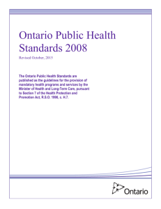 Ontario Public Health Standards 2008 (Revised January 1, 2015)